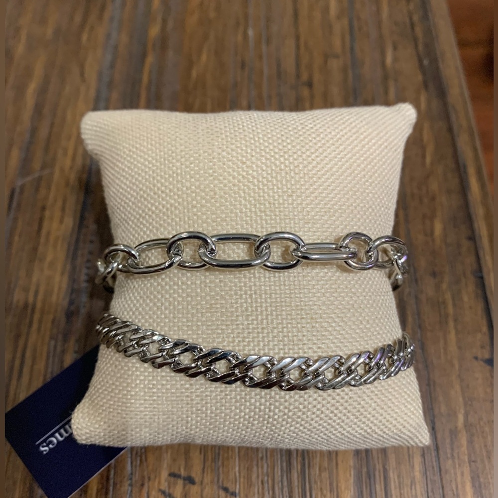 Silver Chain Bracelet Set. Kendall & James bracelet NWT